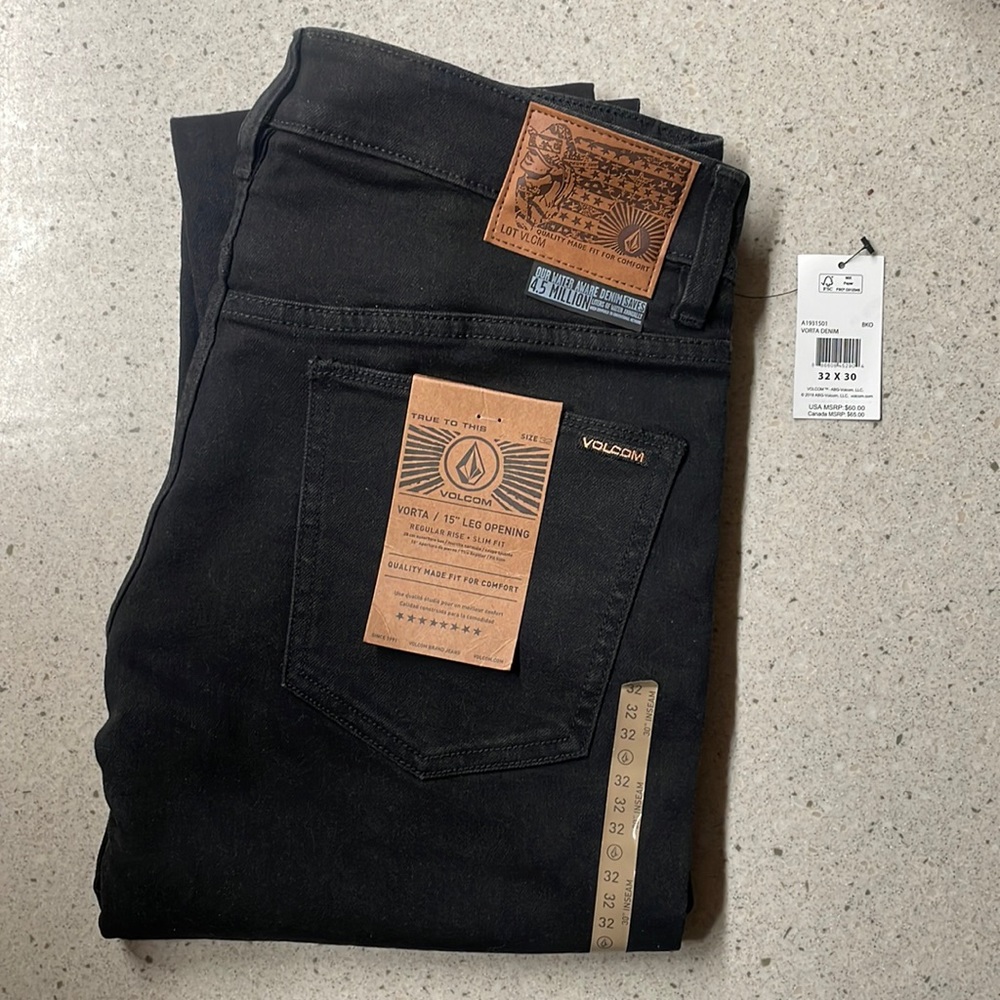 Volcom Vorta Denim 32”x30” Men’s Black New With Tags NWT